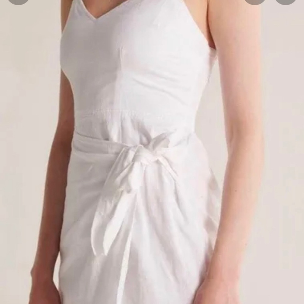 Linen wrap white dress